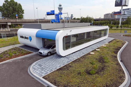 station d'échange de batterie Better Place pour les taxis électriques d'amsterdam