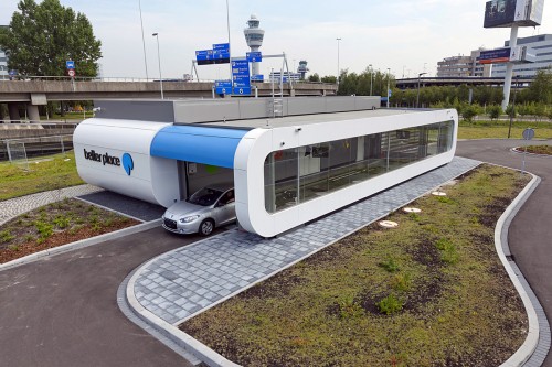 station d'échange de batterie Better Place pour les taxis électriques d'amsterdam