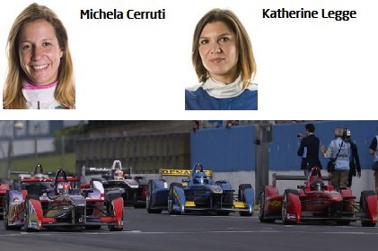 Deux femmes sur les voitures electriques de la Formule E