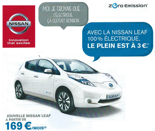 L'offre de location de la Nissan Leaf à 169€ par mois