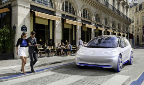 La VOlkswagen ID devant le Fumoir à Paris